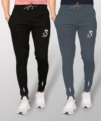 SONIZEED Printed Men Black, Grey Track Pants