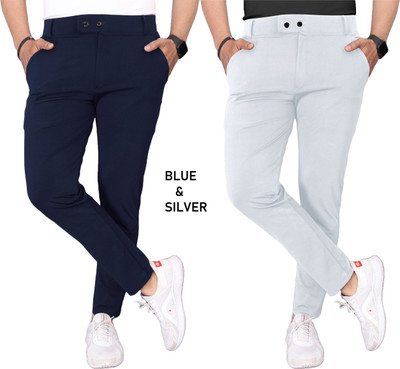 SUMITGARMENT Solid Men Blue, Silver Track Pants