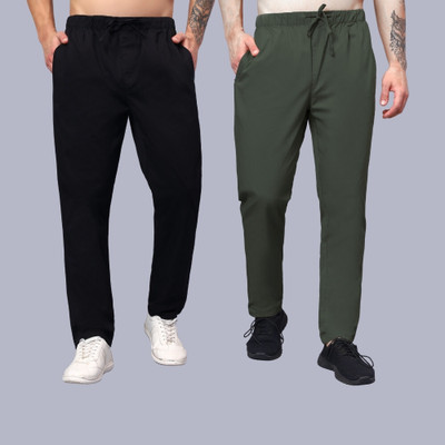 HAUWER Self Design Men Black, Olive Track Pants