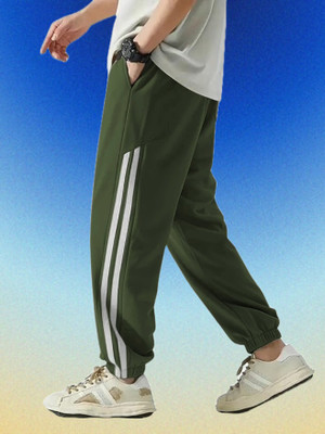 Chicnesteco Striped Men Dark Green Track Pants