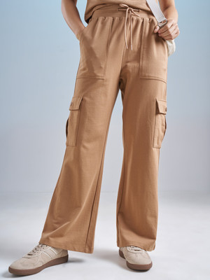 Tokyo Talkies Solid Women Brown Track Pants
