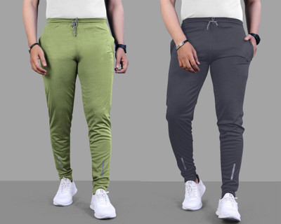 Z-DEVIL Solid Men Light Green, Grey Track Pants