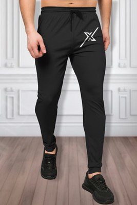TENRUN Printed Men Black Track Pants