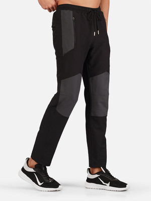 TREKIT Colorblock Men Black Track Pants