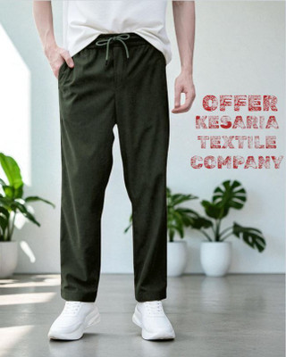 Kesaria Textile Company Solid Men Dark Green Track Pants