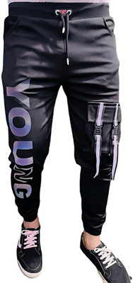 Mindsart GENZ Printed Men Black Track Pants