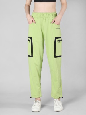 CHKOKKO Self Design Women Green Track Pants