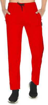 KAVYA Solid Men Red Track Pants