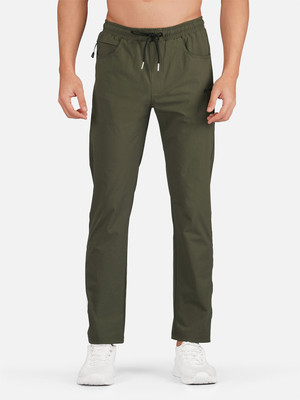 TREKIT Solid Men Dark Green Track Pants