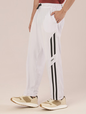 HRX by Hrithik Roshan Solid, Striped Men White, Black Track Pants