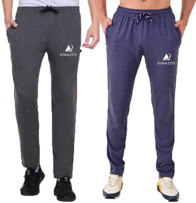 Diwazzo Printed Men Grey, Dark Green Track Pants