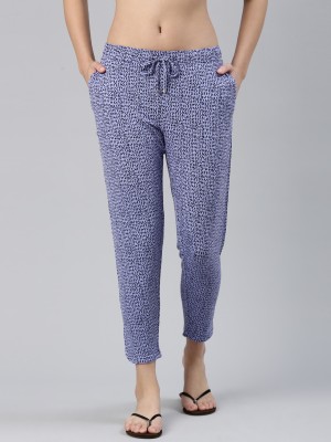 Enamor E048 Mid-Rise Tapered Lounge Printed Women Purple Track Pants