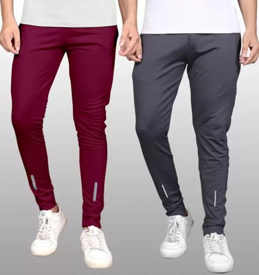 VALLY CREATION Solid Men Maroon, Grey Track Pants