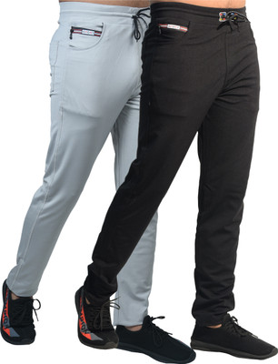 KHOZI Solid Men Black, White Track Pants