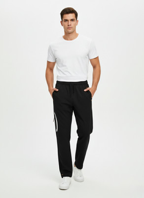 MH Fashiowear Solid Men Black Track Pants