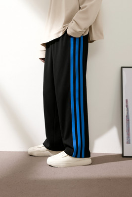 coastal clothier Solid, Striped Men Black Track Pants