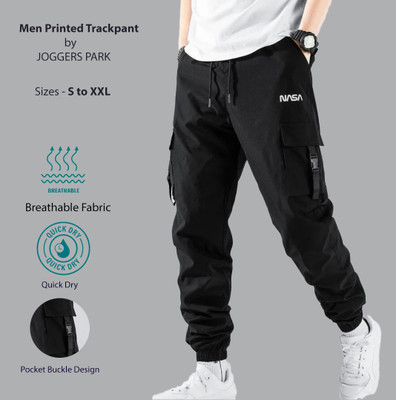Joggers Park Printed Men Black Track Pants
