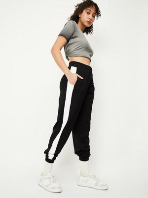 MAX Solid Women Black Track Pants