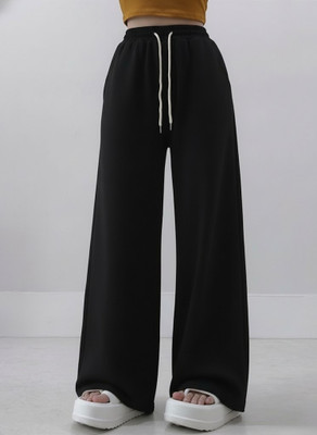 Dockstreet Solid Women Black Track Pants