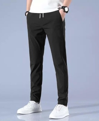 Povaxpo Solid Men Black Track Pants