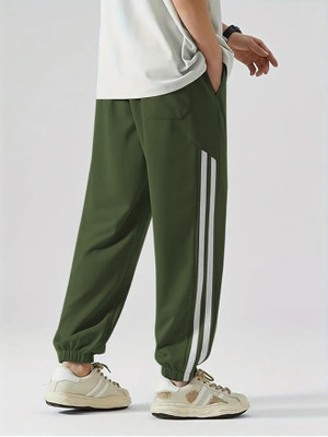 HouseOfCommon Striped Men Dark Green Track Pants