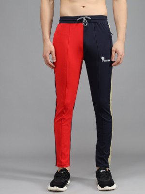 Veltick Colorblock Men Red, Dark Blue Track Pants