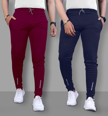 Z-DEVIL Solid Men Maroon, Blue Track Pants