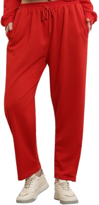 The Unicharm Solid Women Red Track Pants