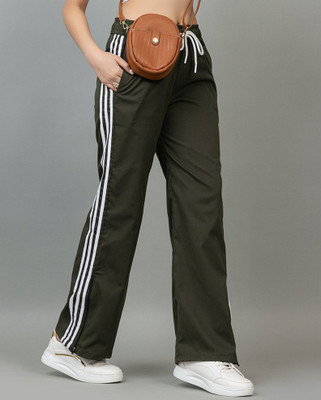 BAYSTREET Solid, Striped Women Dark Green Track Pants
