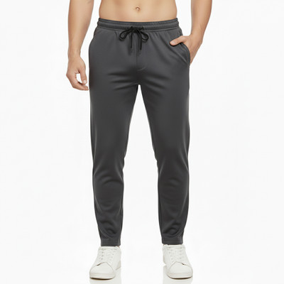 YOUNGVIBE Solid Men Grey Track Pants