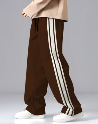 AUSK Solid Men Brown, White Track Pants