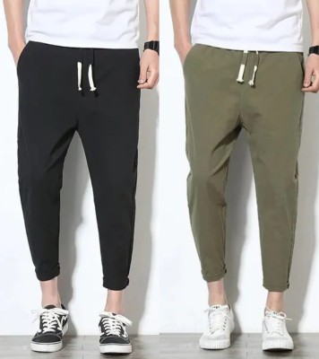 MK BROTHERS Solid Men Black, Olive Track Pants