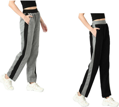 Indistar Colorblock Women Grey, Black Track Pants