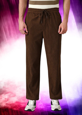 Kesaria Textile Company Solid Men Brown Track Pants