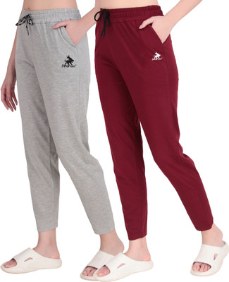 SEAPRINT Solid Women Grey, Maroon Track Pants