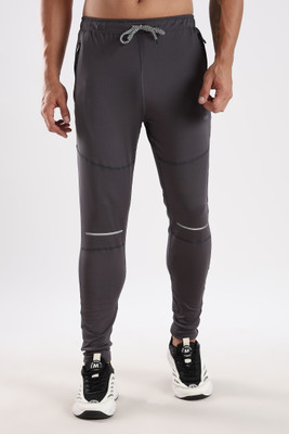 24 Street Solid Men Grey Track Pants