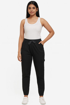 Ashyora Self Design Women Black Track Pants
