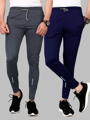 DELIZIA Solid Men Dark Blue, Grey Track Pants