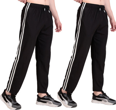 wooldex Striped Men Black Track Pants