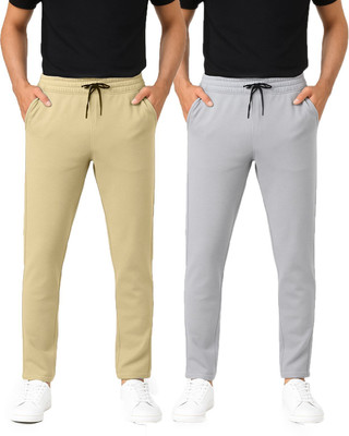 SK Clasy Solid Men Grey, Beige Track Pants