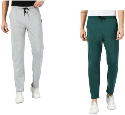 Indistar Solid Men Grey, Green Track Pants