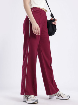 Glitchez Solid Women Maroon Track Pants
