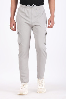 SmallTry Solid Men Grey Track Pants