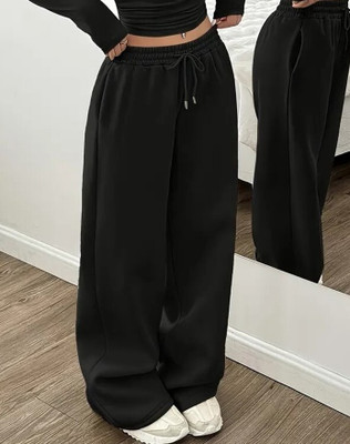 Dockstreet Solid Women Black Track Pants