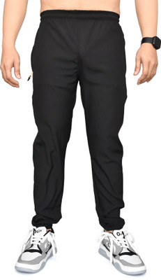 REAL DAD Self Design Men Black Track Pants