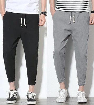 MK BROTHERS Solid Men Black, Grey Track Pants