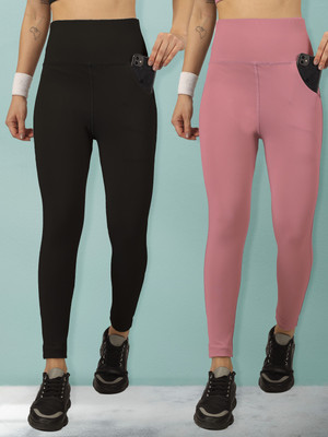 BEYOGINI Solid Women Black, Pink Track Pants