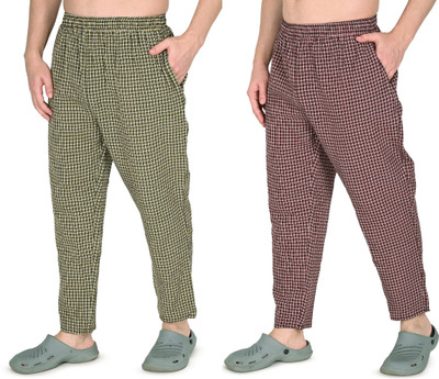 JUHRAF Checkered Men Yellow, Blue Track Pants