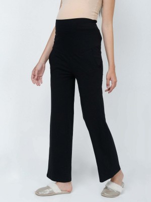 The Mom Store Solid Women Black Track Pants