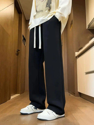 KWSH Solid Men Black Track Pants